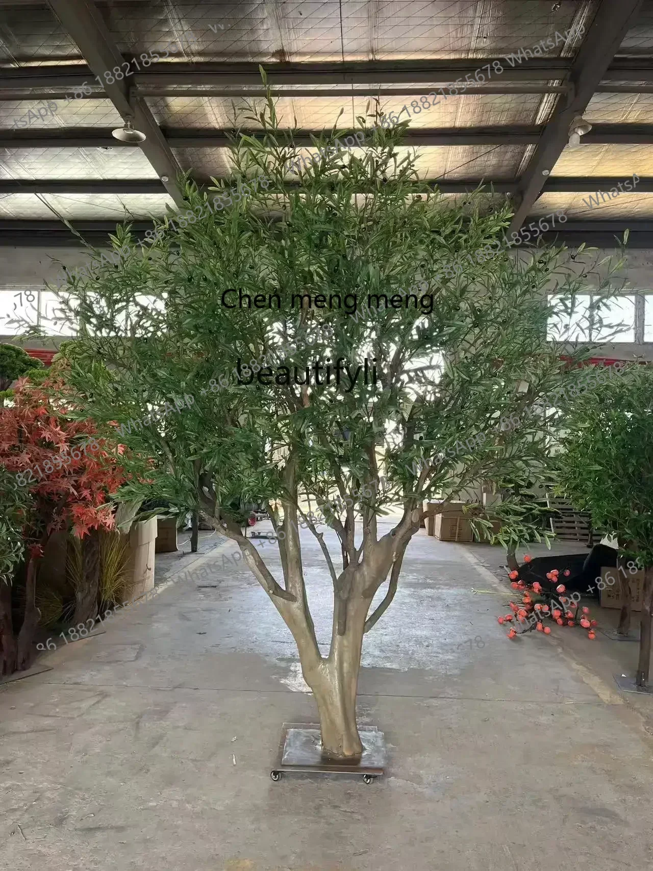 Simulation Olive Tree Large on-the-Ground Green Plant Landscape Bionic Fake Trees Decorative Showcase Landscape