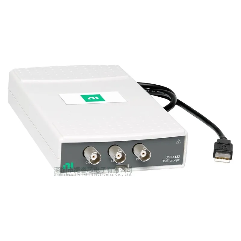 

The NI USB-5133 is a 50 MHz bandwidth, 100 MS/s, 2-channel, 8-bit USB oscilloscope device from the USA.