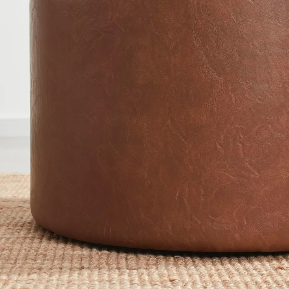 22 Inch Large Round Storage Ottoman with Wooden Lift-Off Lid for Living Room