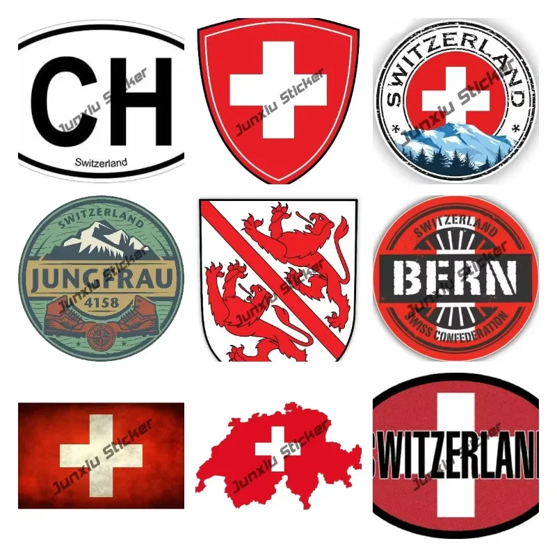 

Swiss Coat of Arms Sticker Canton of Zurich Genève St Gallen Switzerland Flag Emblem Vinyl Decals Show Your Swiss Pride for Car