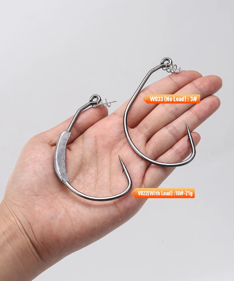 Kingdom Spring Fishing Hooks 3# 5# 6# 8# 10# Carbon Steel Lead Crank Hook with Spring Lock Soft Bait Fishing Gear Accessories
