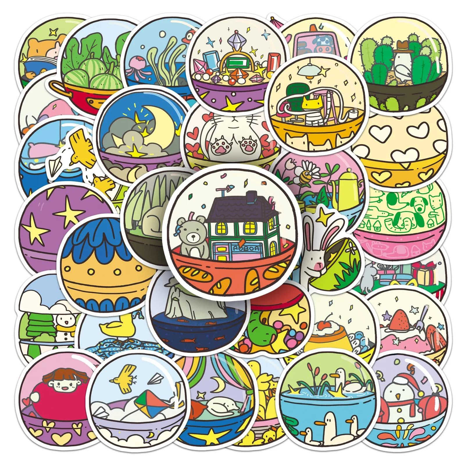 50Pcs Original Gashapon Stickers Cute Cartoon Chibi Journal Scrapbook Supplies Notebook Wall DIY Stickers