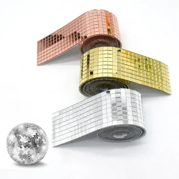 Disco Ball Mini Square Mosaic Tiles Mirror Wall Sticker Decorative Self-Adhesive DIY Accessory One Meter 5x5 mm Mosaic Stickers