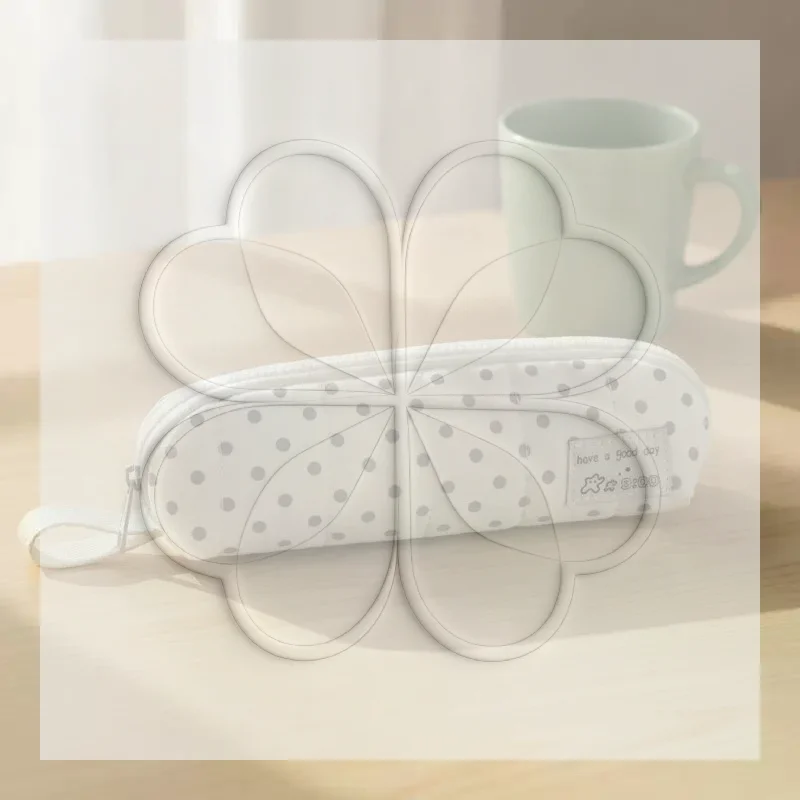 Cute Polka Dot Pencil Case Soft Padded Multi-purpose Zipper Storage Pouch for School Office Travel Makeup Stationery