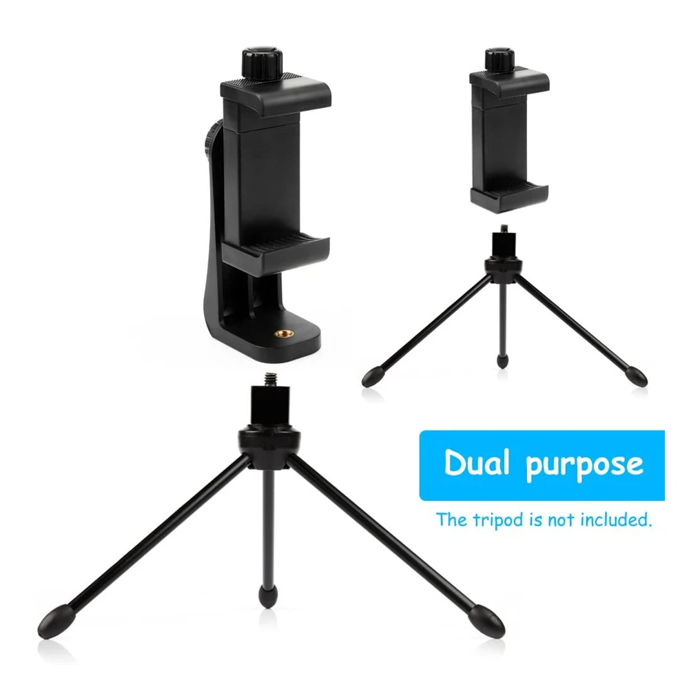 360 Degree Mobile Phone Clip Compatible With All 1/4 Screw Cellphone Holder Tripod Mount Desk Tripod Adapter For Iphone Stand