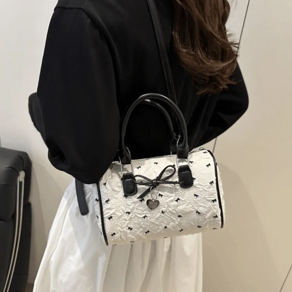 

Trendy Korean Bow Pillow Bag Small Versatile Bow Crossbody Bag PU Leather Sweet Women's Handbags Underarm Bag