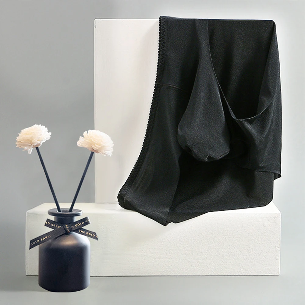 التجفيف السريع الصيف الرجال الحرير الجليد الملابس الداخلية الانتفاخ الحقيبة قيعان سراويل رجل ملخصات شفافة الرياضة يوميا #4