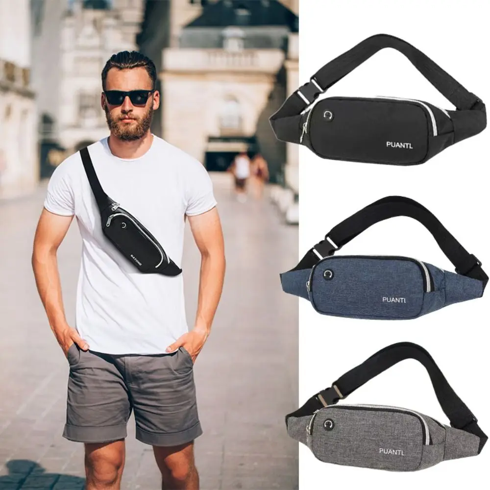 Oxford Men Waist Bag Anti-theft Wear-resistant Sports Mobile Phone Bag Large Capacity Outdoor Coin Purse Chest Bag