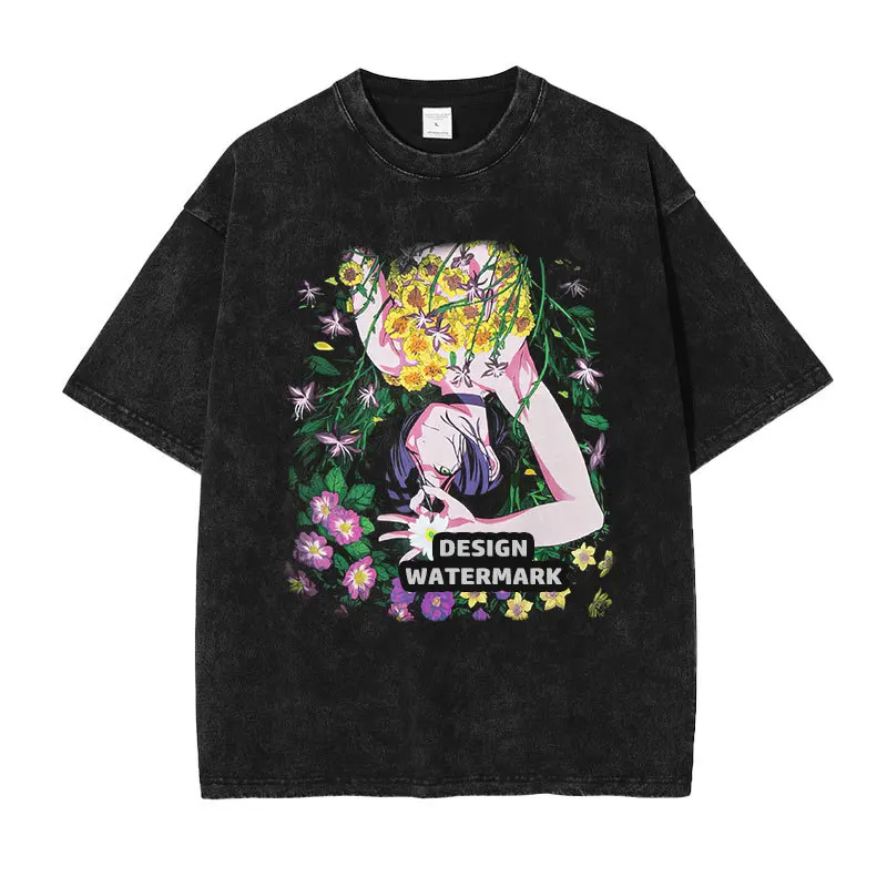 

Anime Chainsaw Man Washed T Shirt Denji Pochita Graphic Tee s Men Women Vintage Cotton Short Sleeve Casual Streetwear Tops