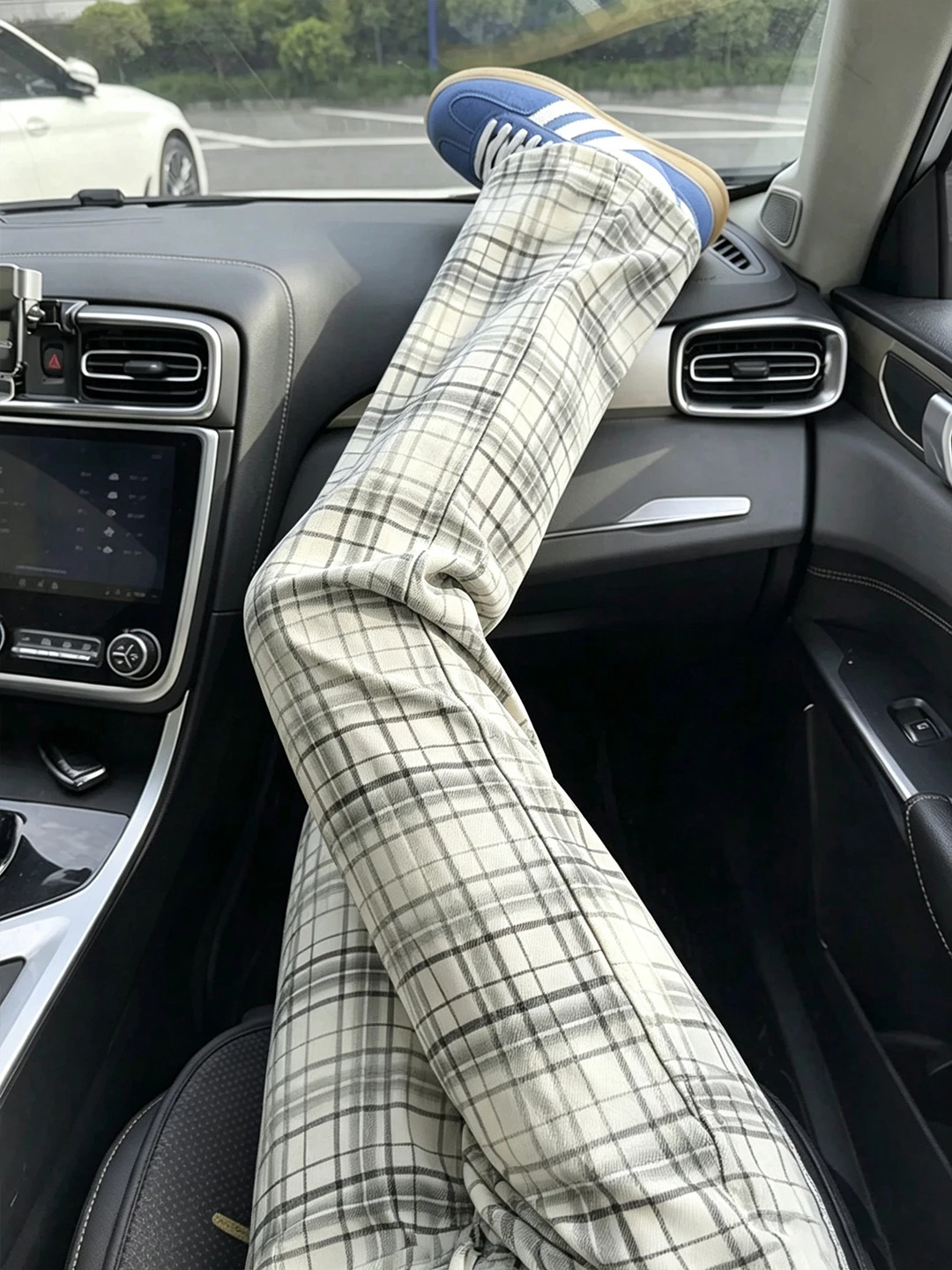 Cleanfit Men's Summer Thin Ice Silk Straight Leg Casual Pants Loose Fit Comfortable Dyeing Checkered Loose Flared Trousers