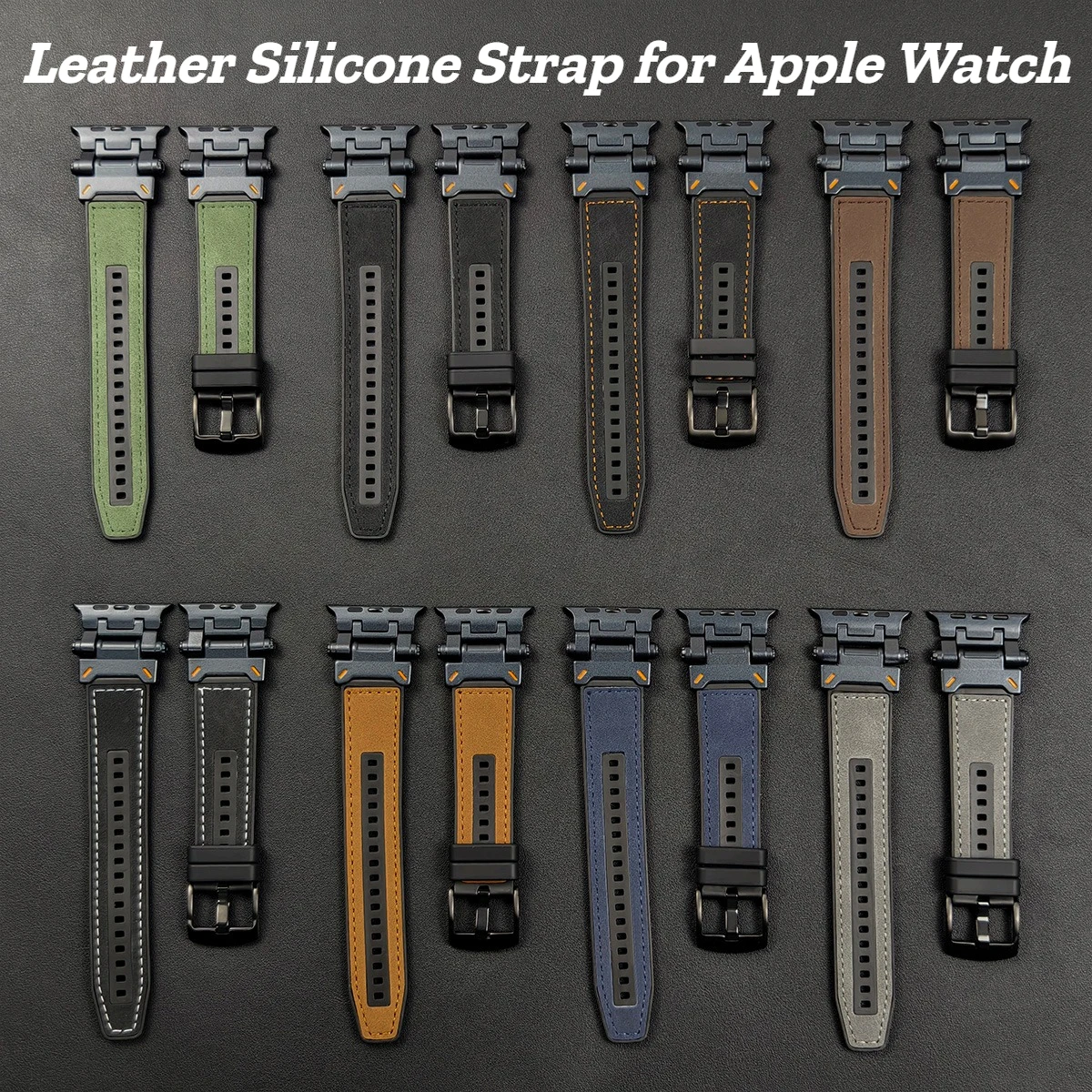 Leder-Silikonarmband für Apple Watch Band Ultra 49 45 44mm 42 46mm Armband für Iwatch Series12 11 10 9 8 7 6 5 SE 4 Handgelenksband