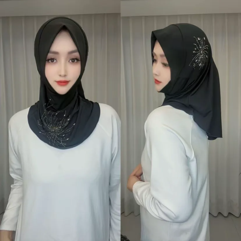 Moslim Islam Confectiekleding Hijaabs Glittery Shine Sjaals Modieuze hoofddoeken voor dames