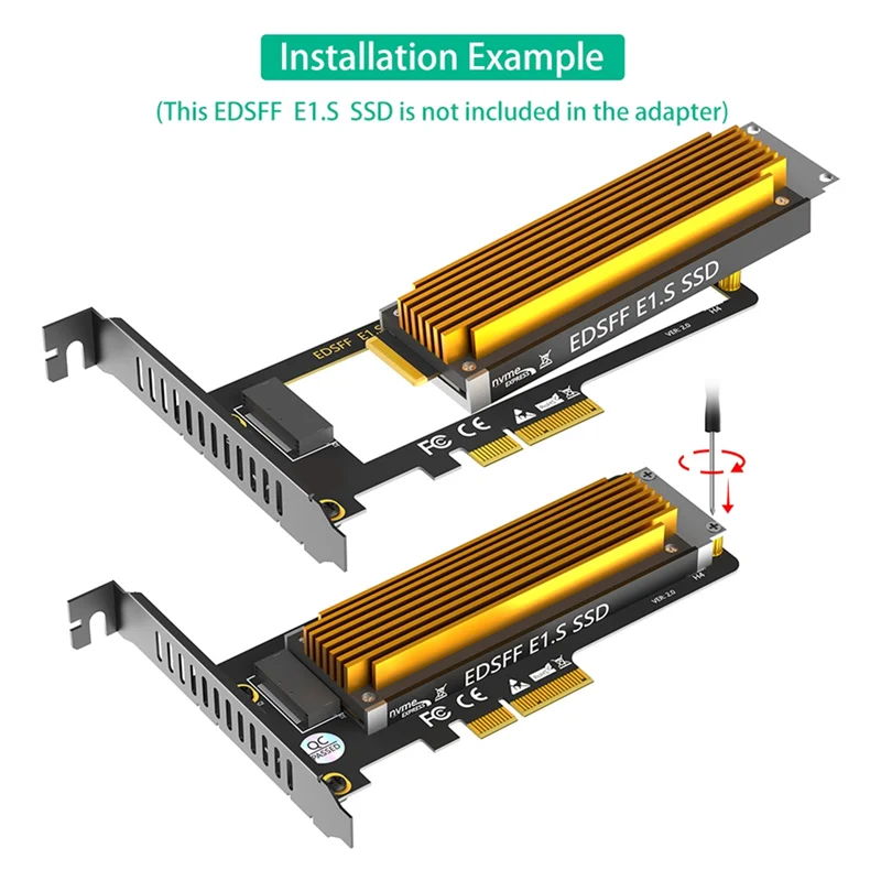 AP-Kurze SSD E1. S-Adapter für Nvme Ruler 1U GEN-Z EDSFF PCI-E 4.0 4X mit Kühlkörper 9,5 mm 15 mm 25 mm Dicke PM9A3 PM9D3