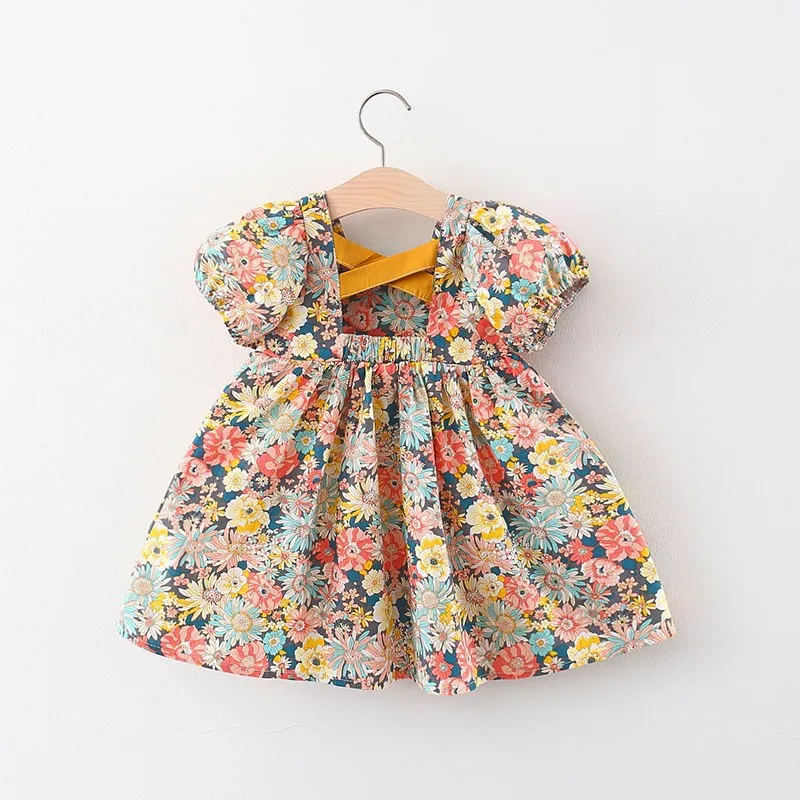 Toddler Baby Girls Clothes Summer Short Sleeve Floral Princess Birthday Dress Dresses For Girl Baby Clothing Thin Costume Dress