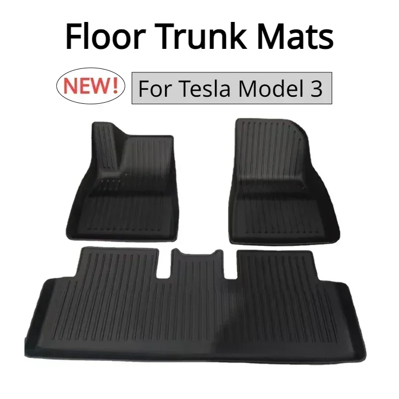 Floor Trunk Mats for Tesla Model 3 TPE Waterproof Wear-resistant Foot Pads Front Rear Trunk Mat New Model3 Car Accessories 2024