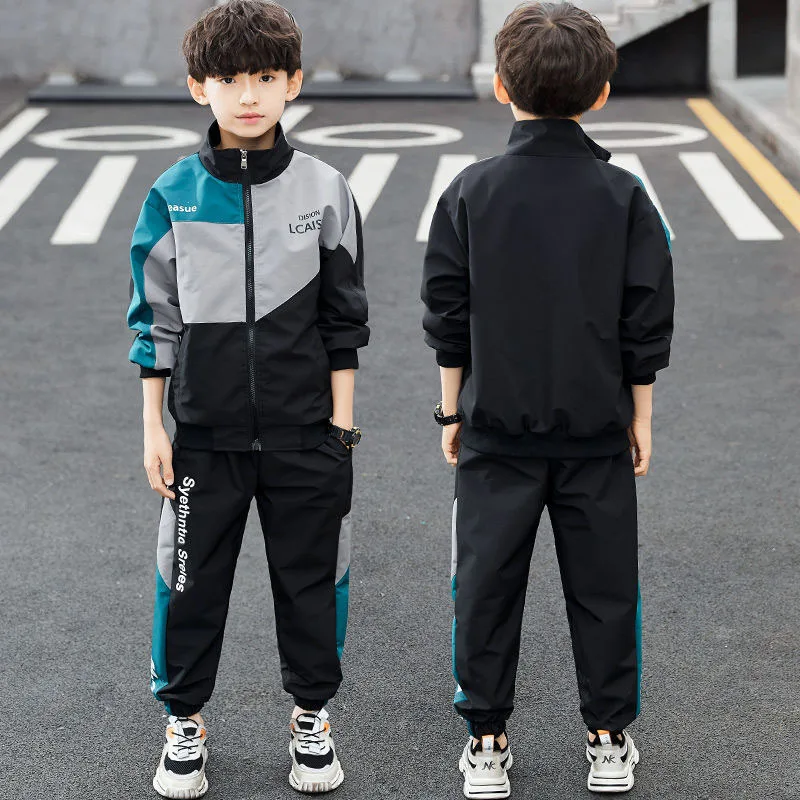 Teenage Boys Clothing Set Autumn Children Patchwork Sportswear Suits Fashion Big Boy Zipper Birthday Outfit Costumes for Kids