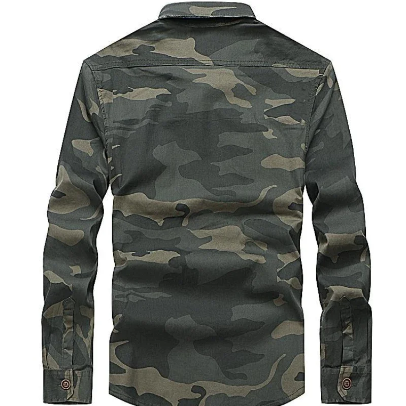 Outdoor Work Mens Set Hiking Wear-resistant Cotton Camouflage Suits Combat Elastic Shirt Multi Pocket Tactical Pants Ensemble