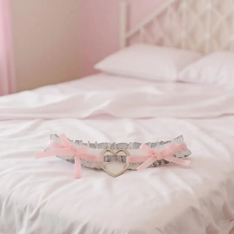 1 قطعة الدانتيل الحب مطاطا القوس الساق الدائري الحب لوليتا العروس الساق الرباط الفخذ الدائري دور اللعب الساق الدائري الزفاف مثير الرباط