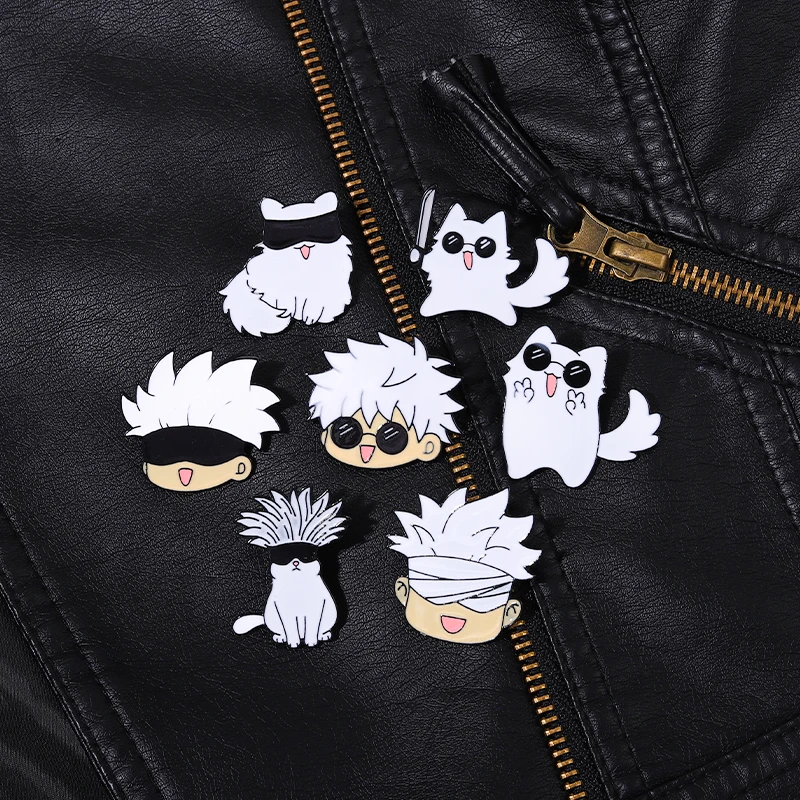 Jujutsu Kaisen Enamel Pin Cartoon Anime Brooches Animals Cat Custom Metal Hat Lapel Clothes Backpack Jewelry Friends Fans Gift image 6