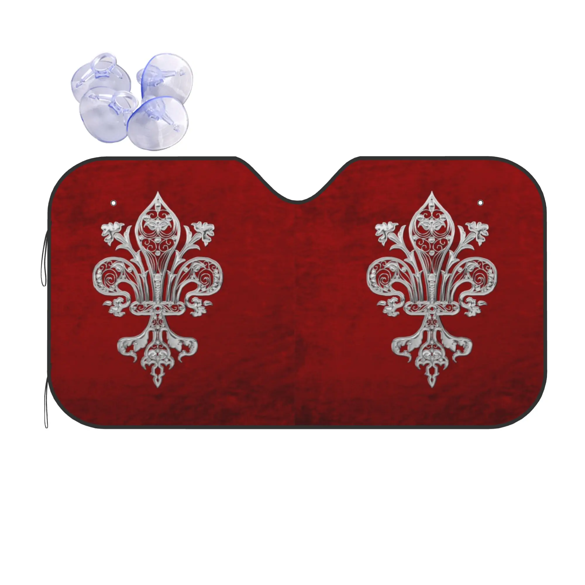 Silver Filigree Fleur De Lis Car Front Window Sun Shade Heat Insulation Cover Portable UV Protection Covers Car Solar Protection
