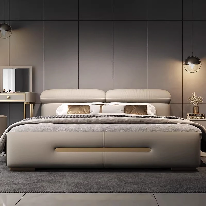 Modern Bedroom Bed Unique Luxury Upholstery Double Bed Nightstands Multifunctional Muebles Para Dormitorio House Accessories