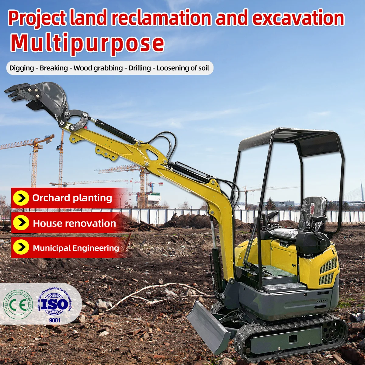 شحن مجاني حفارة صغيرة الصين سعر خاص حفارة صغيرة Ce Epa Euro 5 محرك كوبوتا حفار زاحف مخصص
