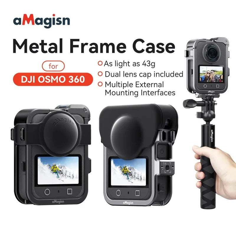 aMagisn Metal Cage for DJI OSMO Pocket 3 Only 43g Weight Quick Release Mount Dual Lens Protection Rich Accessories Ports