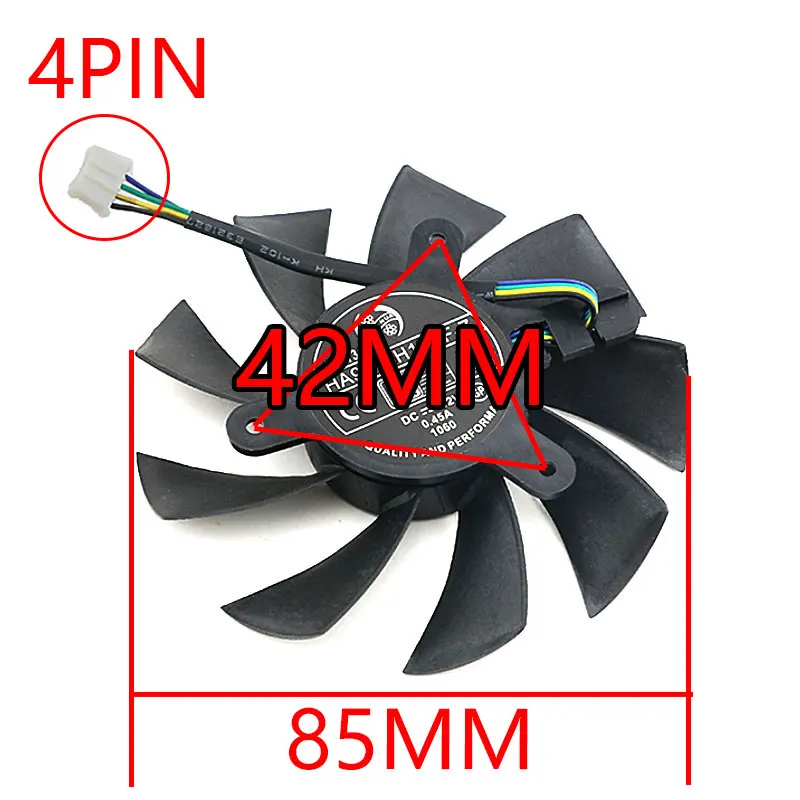 Új 85MM 4PIN HA9515H12SF-Z GTX 950 1060 GPU fan，for MSI R7 360、GTX 950、GTX 1060 ITX Grafika rty Elhidegedés Drukker