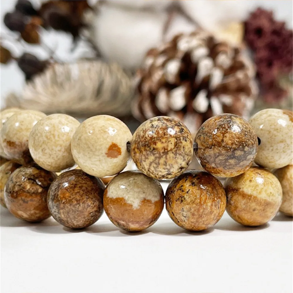 

Quality Natural Map Stone Jades Loose Beads 6 8 10 12mm for Jewelry Making DIY Necklace Bracelet Women's Earrings Keychain
