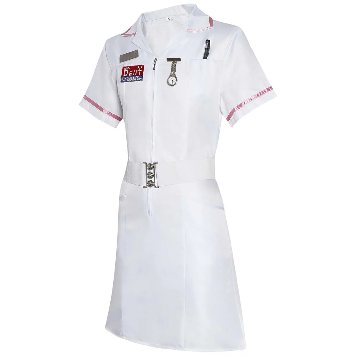 Adult Halloween Carnival Party Clown Joker Cosplay White Nurse Uniform Costume view 4