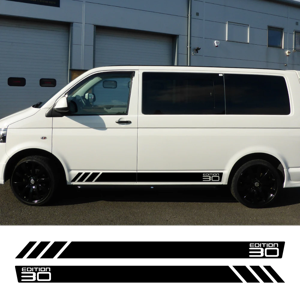 2 uds pegatinas laterales de puerta de coche para Volkswagen VW Multivan Transporter T4 T5 BUS California T6 30 edición accesorios calcomanías de vinilo