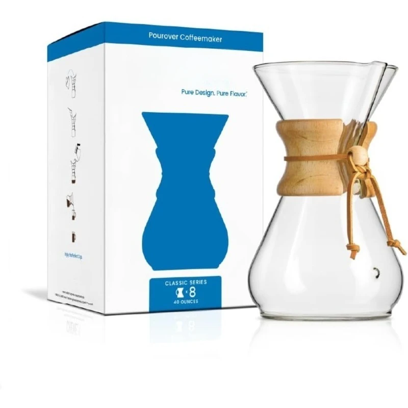 

Pour Over Coffee Maker Classic 8 Cup Glass Carafe Dripper Brewer Kitchen