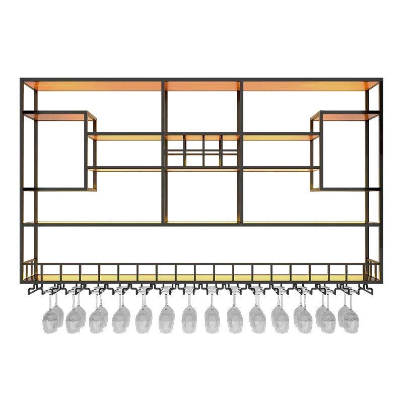 

Black Metal Wine Rack Storage Wall Display Light Wine Bottle Bar Cabinet Commercial Restaurant Commercial Bar Furniture