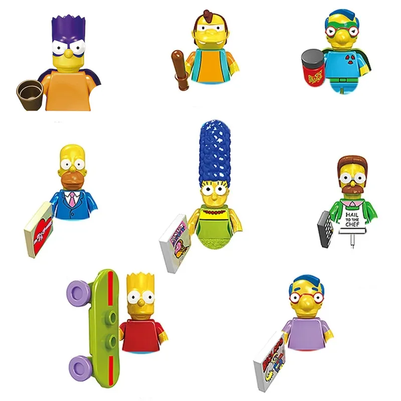 Simpsons Mini Action Figures Blocks Toys DIY Homer Jay Simpson Figurine Model Bricks Parts Children Toy Birthday Gifts