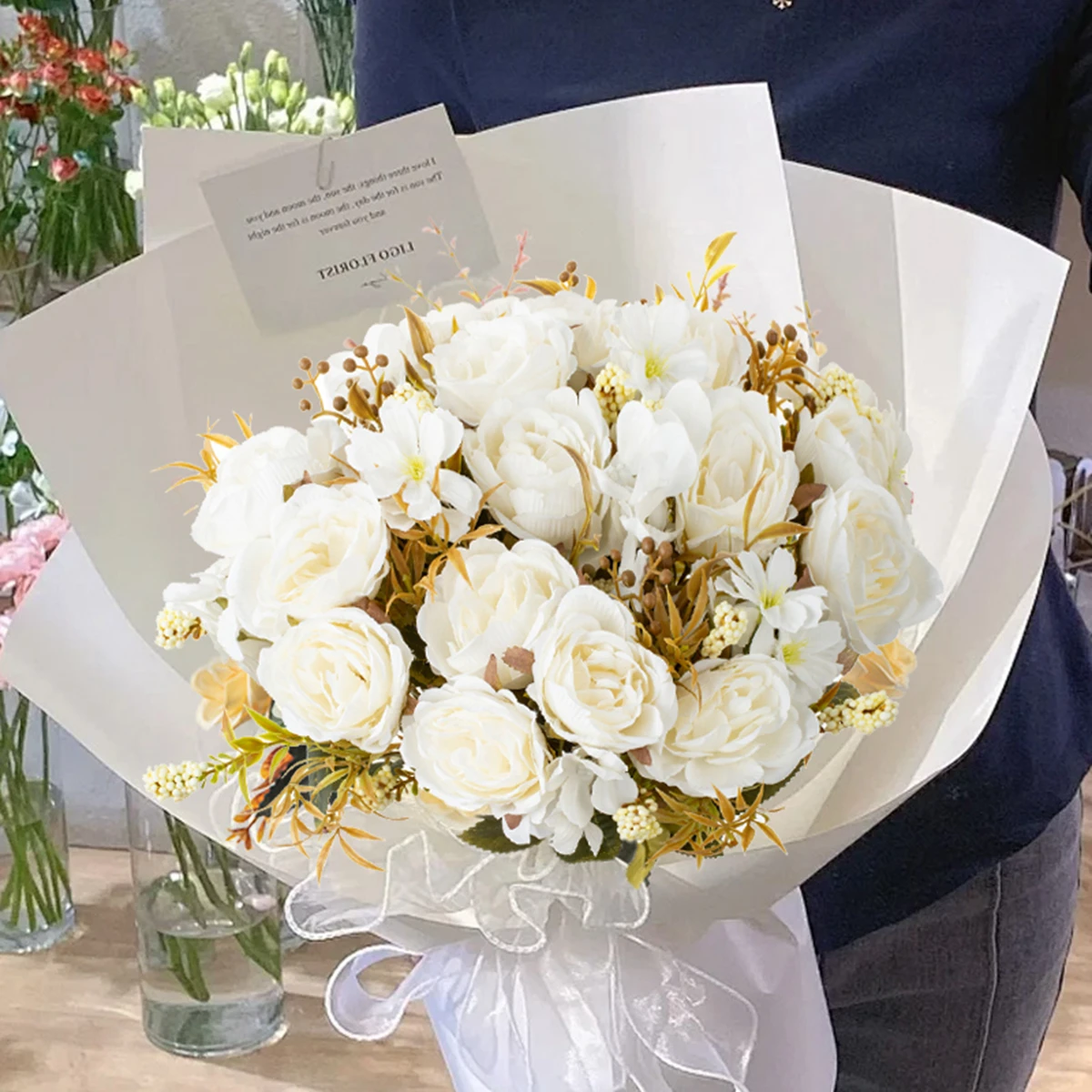 1/3PCS Artificial Flowers Silk Roses Peony Wedding Bridal Bouquet Home Room Outdoor Garden Wall Diy Gift Box Festival Decoration