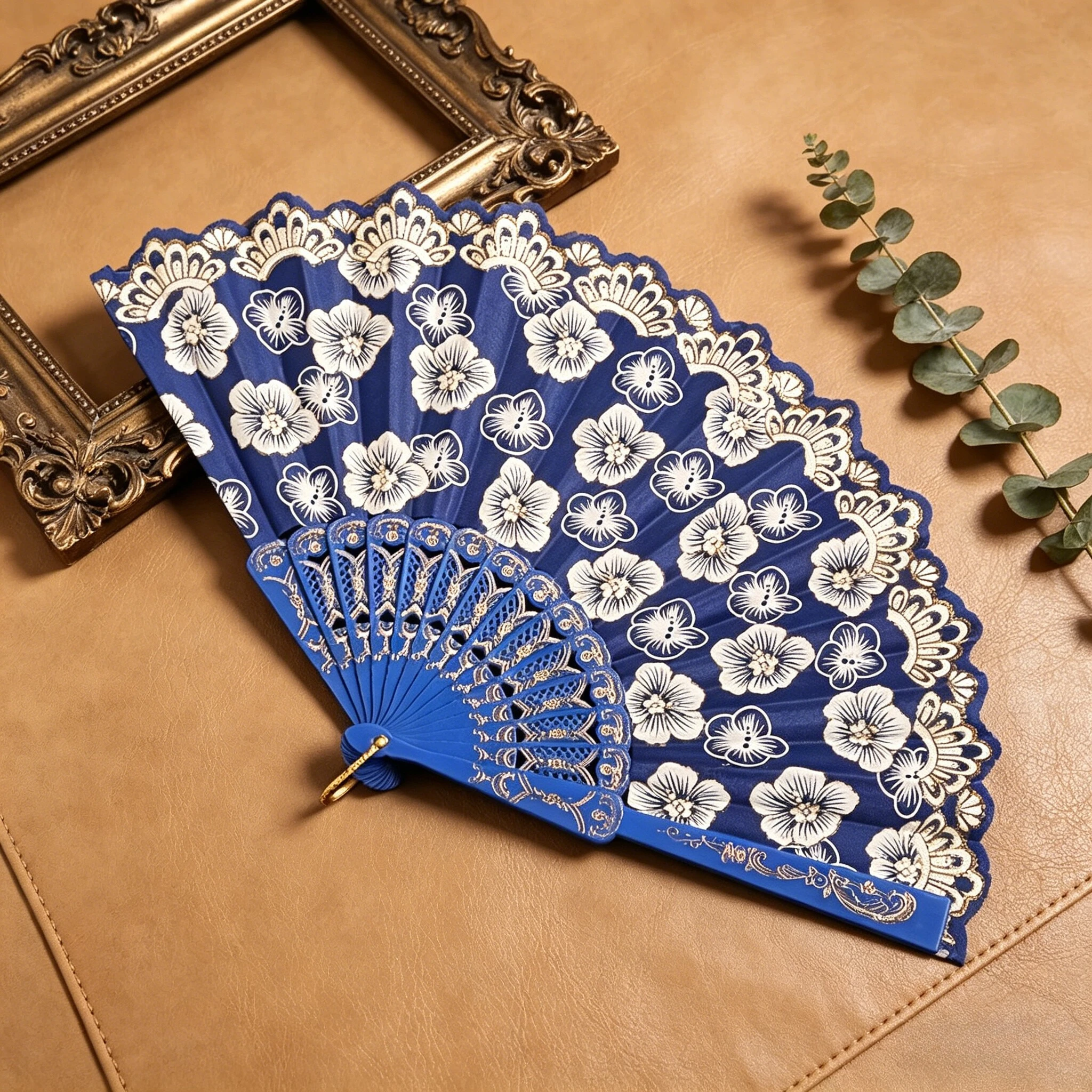 1pc Vintage Cherry Blossom Folding Fan - Ideal for  Performances & Hanfu Photos, with Elegant Floral Design, Festive Decor