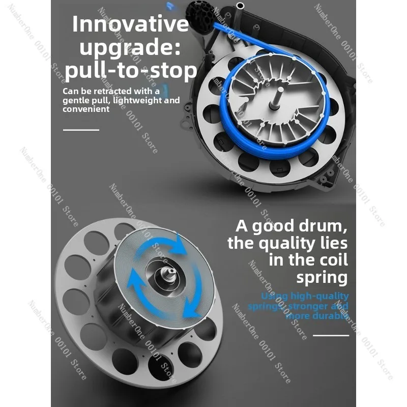 Automatic Retractable Air Hose Reel, Electric Water Drum Pipe Reel for Auto Repair Car Wash, Pneumatic Tool Air Drum