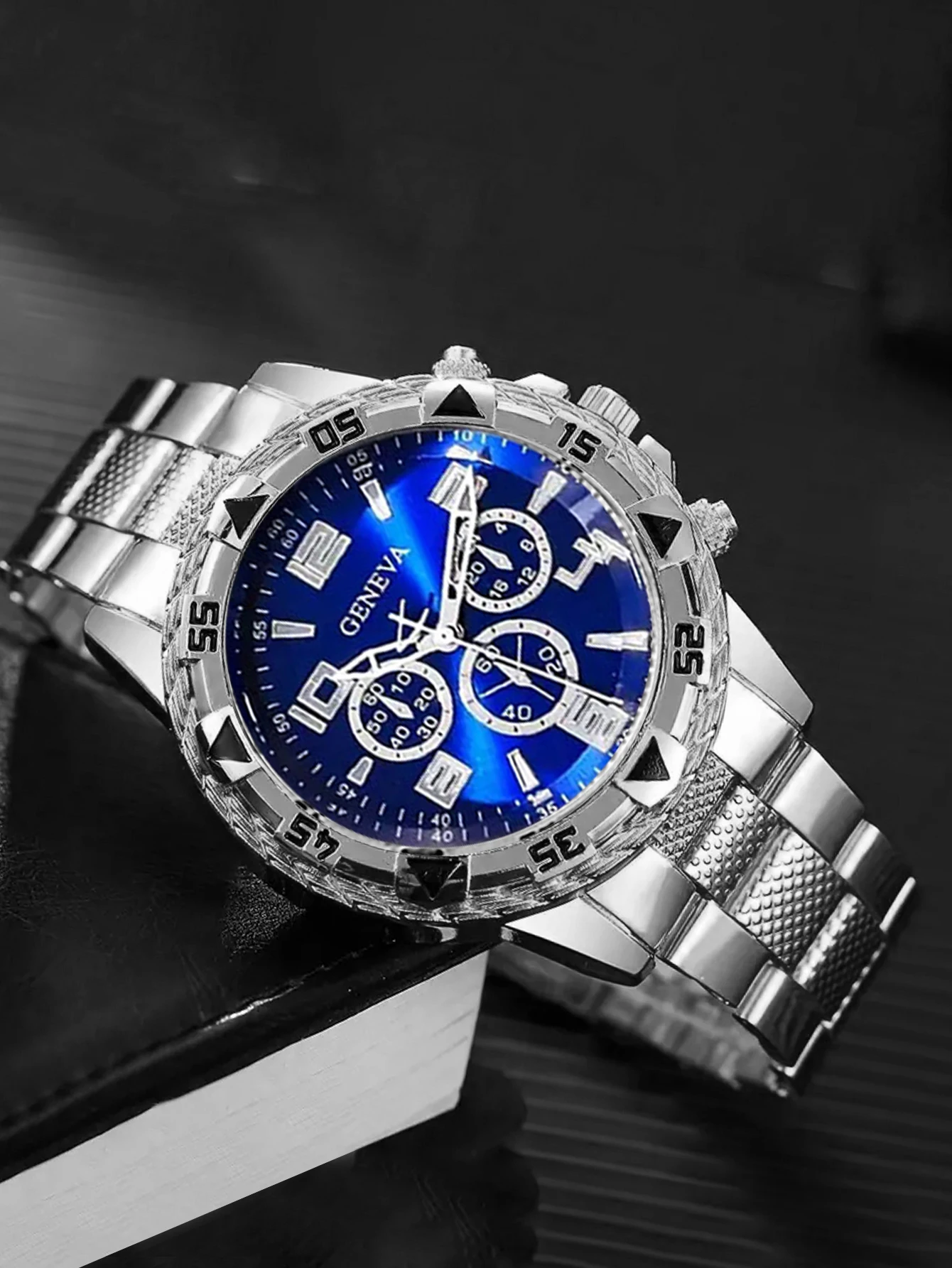 シルバー ビジネス スケール メンズ 合金 クォーツ時計とシルバー ホワイト チェーン ネックレス、ブレスレット、リング セット - 誕生日ギフト