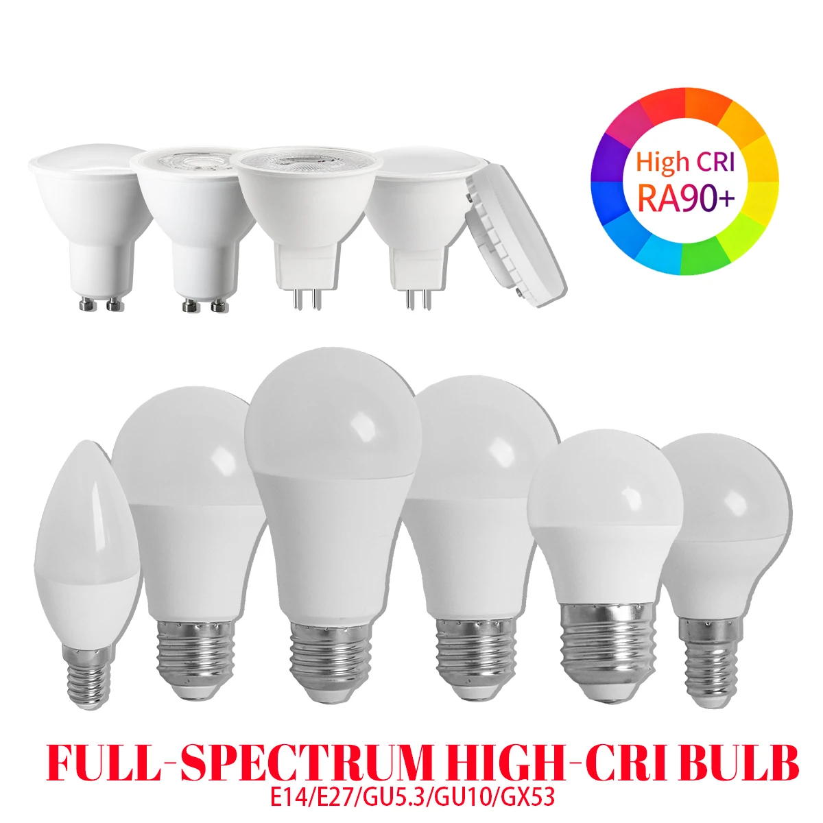 

CRI90 RA90 Full Spectrum LED Spotlight 4-20PCS Flicker Free 100-240V E14/E27/GX53/GU10 Eye Protection Home Indoor Light