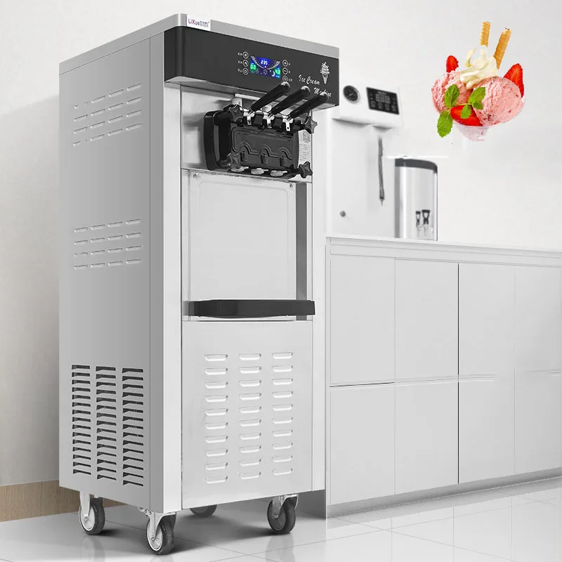 Commercial Soft Ice Cream Machine Summer Snack Shop Cafe 3 Flavors Ice Cream Making Machine Ice Cream Maker 25L/H