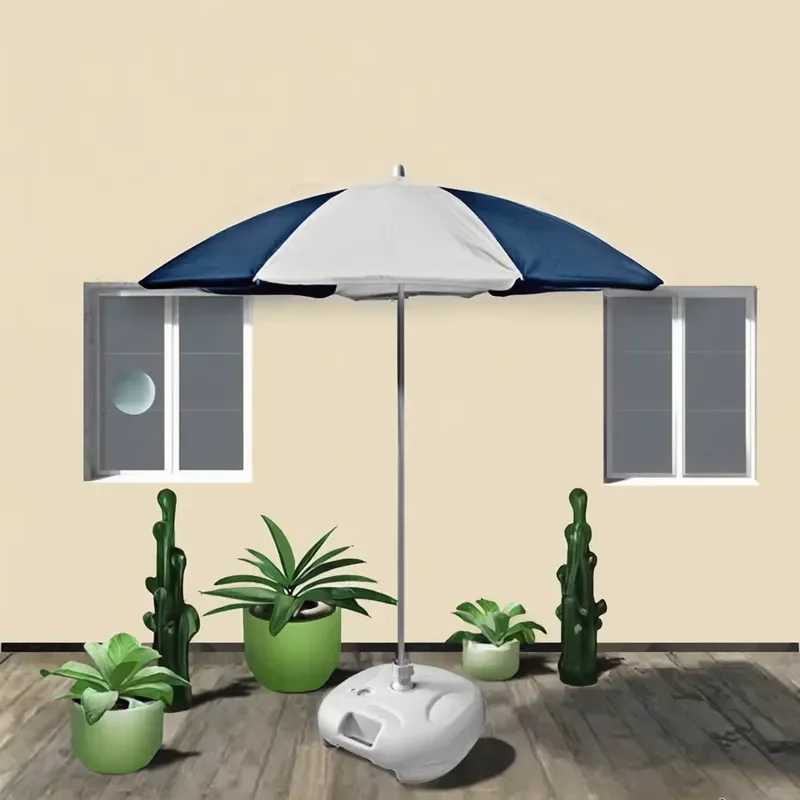 1.8m Plastic Parasol White Base Navy Blue Black No Umbrella Bone Outdoor Sunshade Canopy Tent for Beach Garden Patio