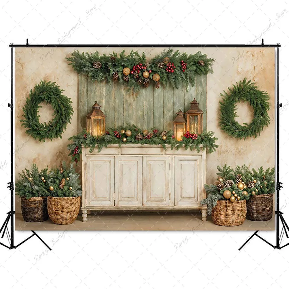 คริสต์มาสต้นสนฉากหลังสำหรับเด็กทารกการถ่ายภาพวินเทจเรโทรคริสต์มาสภาพพื้นหลังจุดส่องแสง Photocall แบนเนอร์