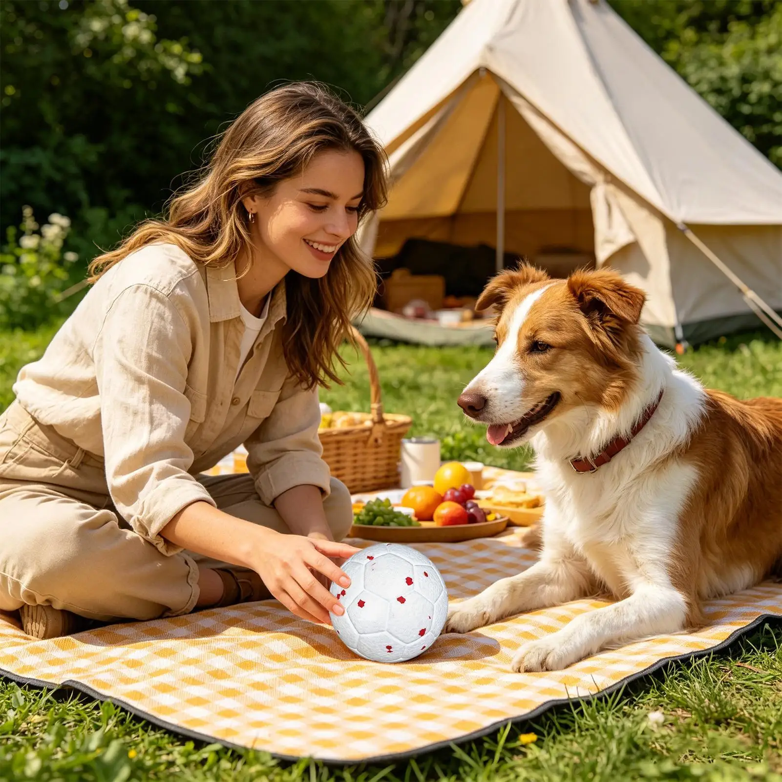 Soccer Ball For Dogs Bite-Resistant Elastic Gadget Chewers Toy Soccer Ball For Living Room Balcony Yard Garden Camping Travel view 2