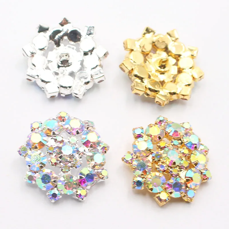 New 10 pieces 22MM Gold/Silver Metal Rhinestone Button Handle Diamond Accessories Wedding Decoration Sewing Clothing Buttons DIY