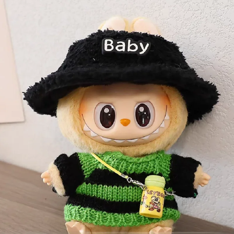 For 17cm Labubu V2 V1 Outfit Accessories Macaron Sweater Match with hat pendant Labubu Clothes Ropa Labubu