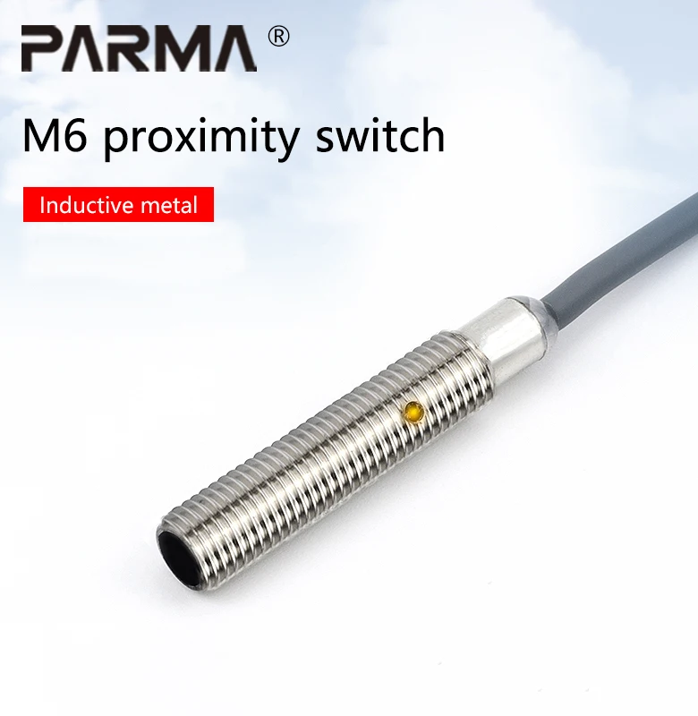 

M6 inductive proximity switch sensor, three-wire NPN normally open DC DC 12v24V metal sensor probe