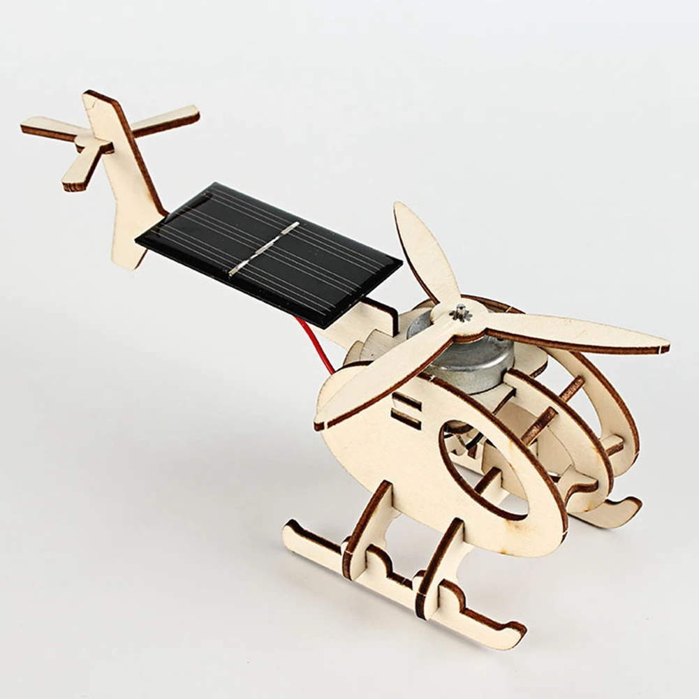 Wooden Solar Energy Aircraft Model Educational Toy Crafts DIY Desktop Ornaments Wonderful Gift For Kids