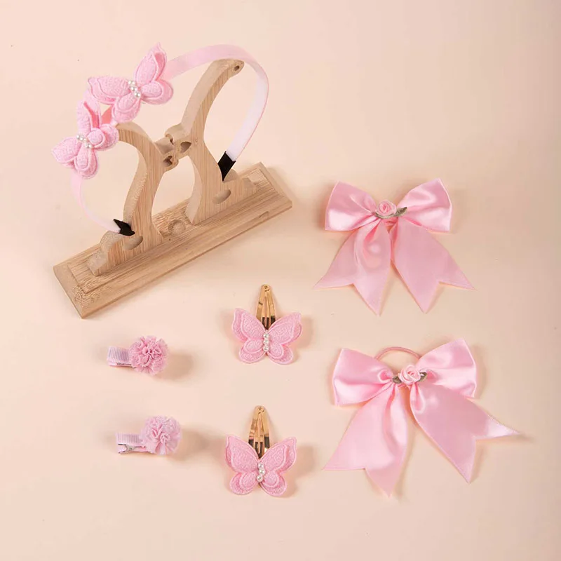 

7Pcs/set Girls Hair Accessories Set Hair Ties Elastic Rubber Bands for School Children Kids Hairpin Ponytail Holder Scrunchies