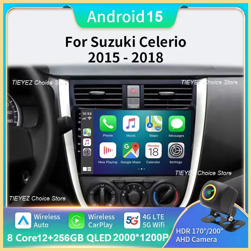 

Автомобильное радио oAuto Радио Видео Стерео Мультимедийная навигация GPS carpaly android 15 Для Suzuki Celerio Alto 2015-2018 4G WIFI DVD