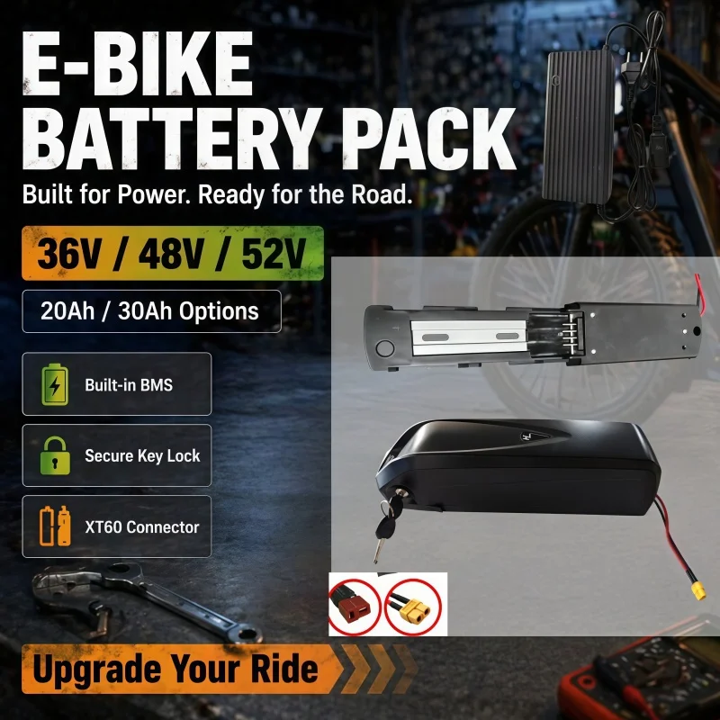 Hailong Downtube Lithium Battery 36/48/52V, 12-30Ah Capacity for Bafang BBS02 BBS03 BBSHD E-Bike Motors